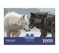 Rompecabezas para Adolescentes De 1000 Piezas Black White Wolf Vintage Rompecabezas Juegos Relajantes Pero Divertidos Y Humorísticos Cumpleaños 38x26cm/1000pcs