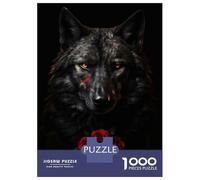 Rompecabezas para Adolescentes De 1000 Piezas Black Wolf Dark Red Rose Rompecabezas para Adultos Juguetes Antiestrés Decoración De Pared Interacción Entre Padres E Hijos 38x26cm/1000pcs