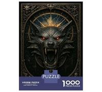 Rompecabezas para Adolescentes De 1000 Piezas Black Wolf Head - Gothic Metal Fantasy Rompecabezas para Adultos Juegos Divertidos Una Obra De Arte Cumpleaños Y Navidad 52x38cm/1000pcs