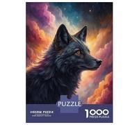 Rompecabezas para Adolescentes De 1000 Piezas Black Wolf in Cosmic Clouds Rompecabezas para Adultos Juguetes De Bricolaje Análisis Y Lógica Regalo De Cumpleaños, Regalos, 38x26cm/1000pcs