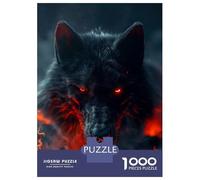 Rompecabezas para Adolescentes De 1000 Piezas Black Wolf Red Eyes Rompecabezas para Adultos Juego De Ingenio Decoración De Pared Regalos para Reducir El Estrés 52x38cm/1000pcs