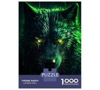 Rompecabezas para Adolescentes De 1000 Piezas Black Wolf with Green Aura Rompecabezas para Adolescentes Juegos Relajantes para La Diversión Familiar Juego Desafiante Regalos 70x50cm/1000pcs