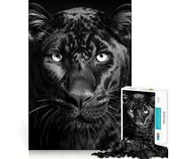 Rompecabezas para Adolescentes de 1000 Piezas,Blanco y Negro,con diseño de Pantera,Bordes definidos,Ideal para Jugar y divertirse Incluye una Escena navideña 38x26cm