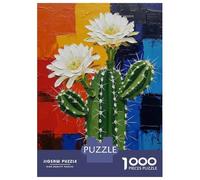 Rompecabezas Para Adolescentes De 1000 Piezas Blooming Cactus Painting with Colorful Background Rompecabezas Para Adultos Juegos Relajantes Regalos Para Mujeres Regalos De Juegos Desafiantes 38x26cm/1