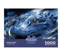 Rompecabezas para Adolescentes De 1000 Piezas Blue Alligator in Water Rompecabezas para Adultos Juego De Ingenio Difícil Difícil Cumpleaños Y Navidad 38x26cm/1000pcs