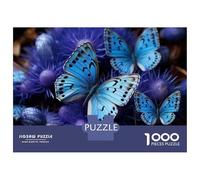 Rompecabezas para Adolescentes De 1000 Piezas Blue Butterflies on Purple Flowers Rompecabezas para Adultos Juguetes Antiestrés Decoración De Pared Interacción Entre Padres E Hijos 38x26cm/1000pcs