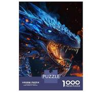 Rompecabezas para Adolescentes De 1000 Piezas Blue Dragon Fire Breath Rompecabezas para Adultos Juguete Decoración De Pared Mejora La Memoria Regalos De Cumpleaños Y Únicos 38x26cm/1000pcs