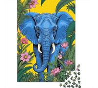 Rompecabezas para Adolescentes De 1000 Piezas Blue Elephant Art Print Rompecabezas para Adultos Juguetes Antiestrés Arte De Pared Regalos De Cumpleaños Y Únicos 52x38cm/1000pcs