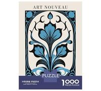 Rompecabezas para Adolescentes De 1000 Piezas Blue Floral Art Nouveau Rompecabezas Juegos Relajantes Difícil Difícil Diversión Actividades En Casa, 38x26cm/1000pcs