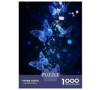 Rompecabezas para Adolescentes De 1000 Piezas Blue Glittering Butterflies on Dark Background Rompecabezas para Adultos Juguetes Antiestrés Regalo De Cumpleaños Cumpleaños 38x26cm/100