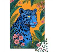 Rompecabezas para Adolescentes De 1000 Piezas Blue Leopard Wall Art Print Rompecabezas para Adultos Juego De Ingenio Aliviador del Estrés 52x38cm/1000pcs