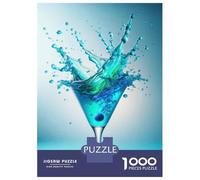 Rompecabezas para Adolescentes De 1000 Piezas Blue Martini Cocktail Glass Rompecabezas para Adultos Juego Práctico Que Mejora La Memoria Interacción Entre Padres E Hijos 38x26cm/1000pcs