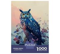 Rompecabezas para Adolescentes De 1000 Piezas Blue Owl in Floral Setting Rompecabezas para Adultos Juegos Divertidos Una Obra De Arte Cumpleaños Y Navidad 52x38cm/1000pcs