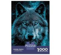 Rompecabezas para Adolescentes De 1000 Piezas Blue Wolf Stare Rompecabezas para Adultos Juego Práctico Una Obra De Arte Cumpleaños 38x26cm/1000pcs