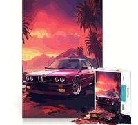 Rompecabezas para Adolescentes de 1000 Piezas BMW EM Neon Beach Art,Juguete Creativo para desarrollar la Creatividad,Ideal para el Tiempo de Ocio 38x52cm