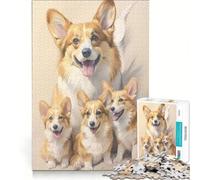 Rompecabezas para Adolescentes de 1000 Piezas: Boceto de una Familia Corgi Juegos Divertidos e interesantes para Reducir el estrés Cada Pieza es única 38x52cm