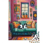 Rompecabezas para Adolescentes De 1000 Piezas Boho Chic Living Room Decor Rompecabezas para Adultos Juego De Ingenio para Mejorar La Memoria Actividades Divertidas En Casa 38x26cm/1000pcs
