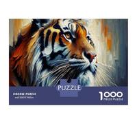 Rompecabezas para Adolescentes De 1000 Piezas Bold Tiger Portrait Art Print Rompecabezas para Adultos Juguete Decoración De Pared Carrera De Velocidad Manual Desafío Educativo 52x38cm/1000pcs