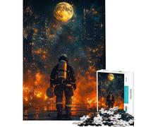 Rompecabezas para Adolescentes de 1000 Piezas Bombero en Llamas en la Ciudad Rompecabezas para Adultos Juego de ingenio análisis y lógica Regalo Ideal para Amigos y Familiares (Tamaño 38x52cm)