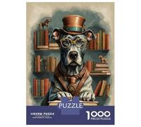 Rompecabezas para Adolescentes De 1000 Piezas Book Smart Great Dane Dog Rompecabezas para Adultos Juego De Ingenio Decoración De Pared Regalos para Reducir El Estrés 70x50cm/1000pcs