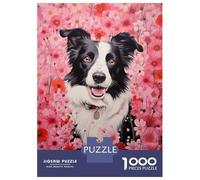 Rompecabezas para Adolescentes De 1000 Piezas Border Collie in Pink Rompecabezas para Adultos Juegos Familiares Análisis Y Lógica Cumpleaños Y Navidad 38x26cm/1000pcs
