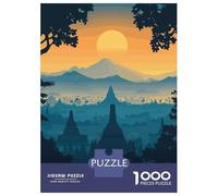 Rompecabezas para Adolescentes De 1000 Piezas Borobudur Temple Sunset Rompecabezas para Adultos Juguete Decoración De Pared Mejora La Memoria Regalos De Cumpleaños Y Únicos 52x38cm/1000pcs