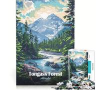 Rompecabezas para Adolescentes de 1000 Piezas Bosque Tongass Alaska Juego Familiar Actividades Divertidas para Hacer en casa fortalece el Amor Entre Parejas 38x26cm