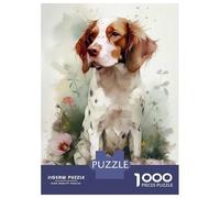 Rompecabezas para Adolescentes De 1000 Piezas Brittany Spaniel Flowers Rompecabezas para Adultos Juguete Decoración De Pared Desafío Difícil 70x50cm/1000pcs