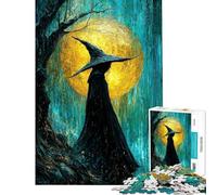 Rompecabezas para Adolescentes de 1000 Piezas Bruja bajo la Lluvia con Luna Rompecabezas para Adultos Juegos Divertidos para Mejorar la Memoria cumpleaños y Navidad (tamaño 38x52cm)