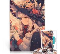 Rompecabezas para Adolescentes de 1000 Piezas Bruja de Anime con Flores Juegos de relajación Juguetes de decoración del hogar 52x38cm