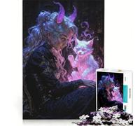 Rompecabezas para Adolescentes de 1000 Piezas: Bruja fantástica con su Gato, Juegos relajantes, análisis y lógica, Regalo de cumpleaños, Regalos de Viaje 38x26cm