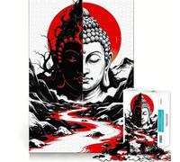 Rompecabezas para Adolescentes de 1000 Piezas,Buda Dualidad ︰ Rojo,Negro y Blanco,Bordes Impecables,Divertido Juego de Habilidad Mental,Juego Tranquilo,Divertido,Cumpleaños,Arte,Juego (38x26cm)