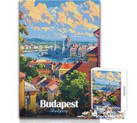 Rompecabezas para Adolescentes de 1000 Piezas: Budapest, Hungría Ilustración de Paisaje Urbano Hermoso diseño Juego para diversión Familiar Juguetes antiestrés Tamaño 38x52cm