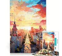 Rompecabezas para Adolescentes de 1000 Piezas Buenos Aires Pintura al óleo Borde Impecable Juego Mental Divertido Regalo Momento Acogedor y Divertido Arte de Pared navideño (50x75cm)