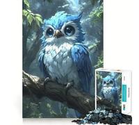 Rompecabezas para Adolescentes de 1000 Piezas Búho Azul posado en una Rama,diseño de Bordes precisos,Juego Divertido para concentrarse,Momento de diversión Tranquilo,Regalo navideño Relajante 50x75cm