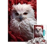 Rompecabezas para Adolescentes de 1000 Piezas Búho Blanco Entre Flores Juego Familiar adictivo para Cultivar la Paciencia Gran Regalo para Juegos Que mejoran la Memoria (Tamaño 38x52cm)