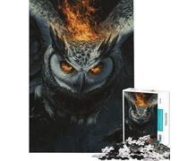 Rompecabezas para Adolescentes de 1000 Piezas Búho de Fuego y Furia Rompecabezas para Adultos y familias Juego de construcción de Patrones Regalo para Toda la Familia (38x26cm)