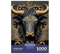 Rompecabezas para Adolescentes De 1000 Piezas Bull Golden Art Deco Rompecabezas para Adultos Juguete Decoración De Pared Decoración del Hogar Juego Desafiante Regalos 38x26cm/1000pcs