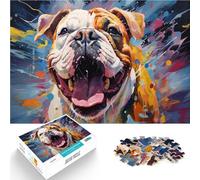 Rompecabezas para Adolescentes de 1000 Piezas Bulldog inglés Colorido Regalos de Juegos desafiantes decoración de Pared 52x38cm