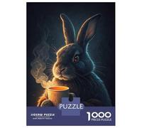 Rompecabezas para Adolescentes De 1000 Piezas Bunny with A Hot Drink Rompecabezas para Adultos Juguete Decoración De Pared Mejora La Memoria Regalos De Cumpleaños Y Únicos 38x26cm/1000pcs