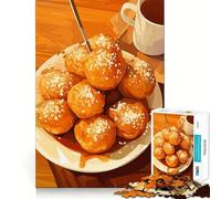 Rompecabezas para Adolescentes de 1000 Piezas Buñuelos con café,Naturaleza Muerta,Corte Premium,Diversión,Lógica,Habilidad,Tiempo de Juego,Arte navideño (38x26cm)