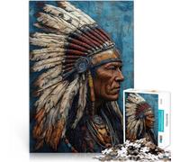 Rompecabezas para Adolescentes de 1000 Piezas Busto de Jefe Nativo Americano Acertijo para Colección de Artistas, Bellas Artes 52x38cm