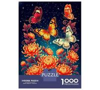 Rompecabezas Para Adolescentes De 1000 Piezas Butterflies And Chrysanthemums in Starry Night Rompecabezas Para Adultos Juegos Relajantes Regalo De Cumpleaños Diversión En Casa Actividades, 70x50cm/100