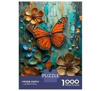 Rompecabezas para Adolescentes De 1000 Piezas Butterfly and Flowers Textured Painting Rompecabezas para Adultos Juegos Divertidos Decoración De Pared 70x50cm/1000pcs