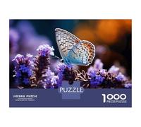 Rompecabezas para Adolescentes De 1000 Piezas Butterfly on Purple Flower Rompecabezas para Adultos Juego Práctico Decoración Perfecta Regalos Y Cumpleaños Únicos 38x26cm/1000pcs