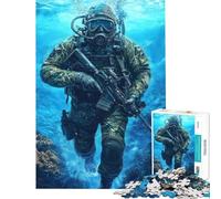 Rompecabezas para Adolescentes de 1000 Piezas Buzo de Las Fuerzas Especiales Rompecabezas para Adultos Juego de ingenio Corte de precisión Actividades Divertidas para Hacer en casa (Tamaño 50x75cm)