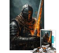 Rompecabezas para adolescentes de 1000 piezas Caballero de Dark Souls con espada llameante juego educativo desafío juguete juegos familiares carrera de velocidad regalos de cumpleaños (tamaño 75x50cm)
