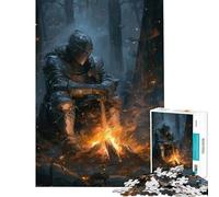 Rompecabezas para Adolescentes de 1000 Piezas Caballero descansando en una Hoguera Juguetes educativos para Aprender Juegos prácticos de análisis y lógica Ideas para Regalos (Tamaño 50x75cm)