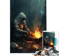 Rompecabezas para Adolescentes de 1000 Piezas Caballero descansando en una Hoguera Un Reto para completar Juegos educativos para Toda la Familia a Partir de 14 años (50x75cm)