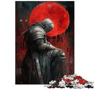 Rompecabezas para Adolescentes de 1000 Piezas Caballero en Rojo a la luz de la Luna Rompecabezas para Adolescentes Cada Pieza es única Regalos y cumpleaños únicos (38x26cm)